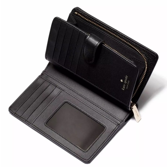 New Kate Spade Elsie Medium Compact Bifold Wallet Leather Black - Picture 2 of 3
